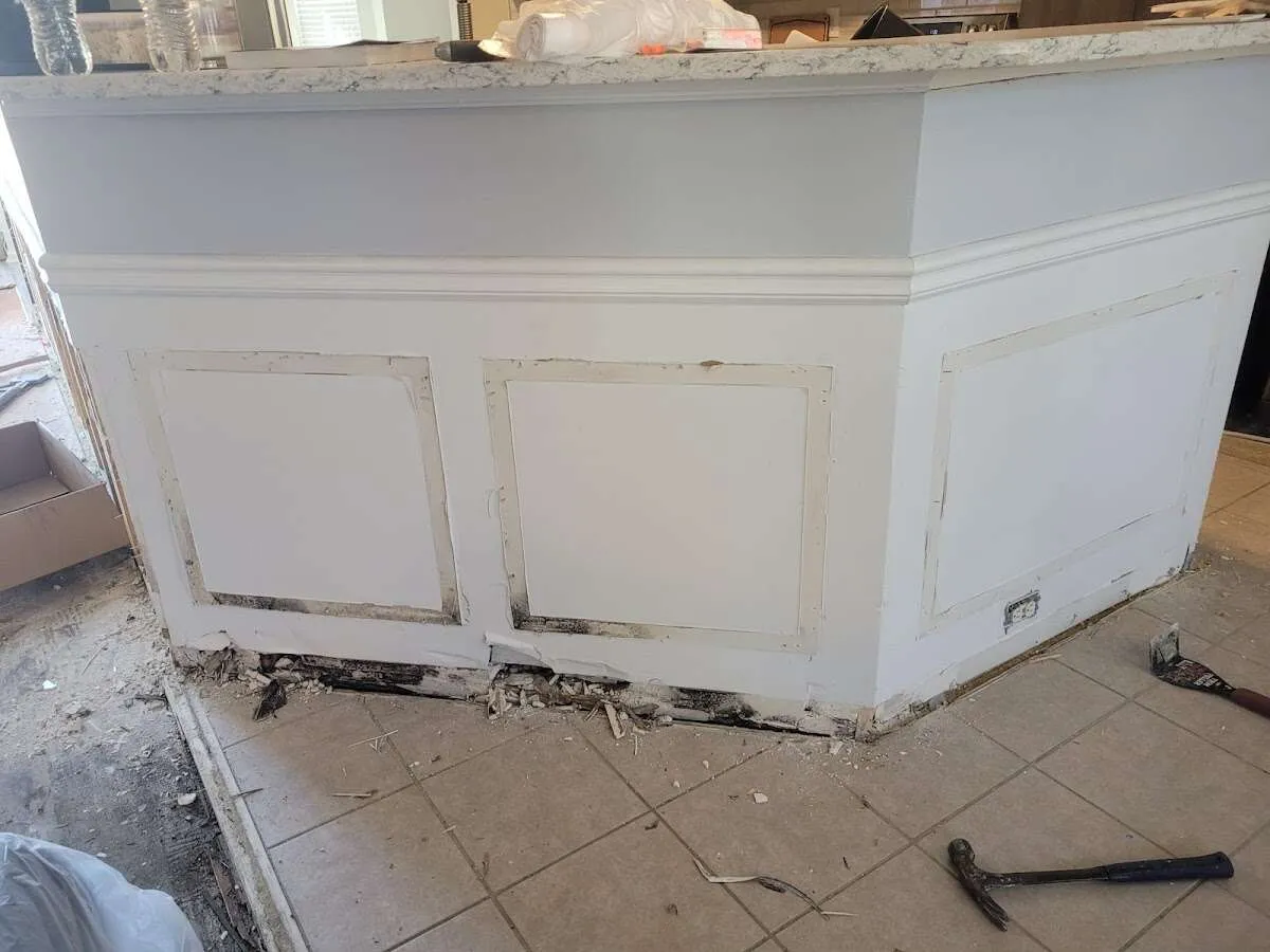 Water damage and mold on kitchen during Storm Damage Restoration in Oakland